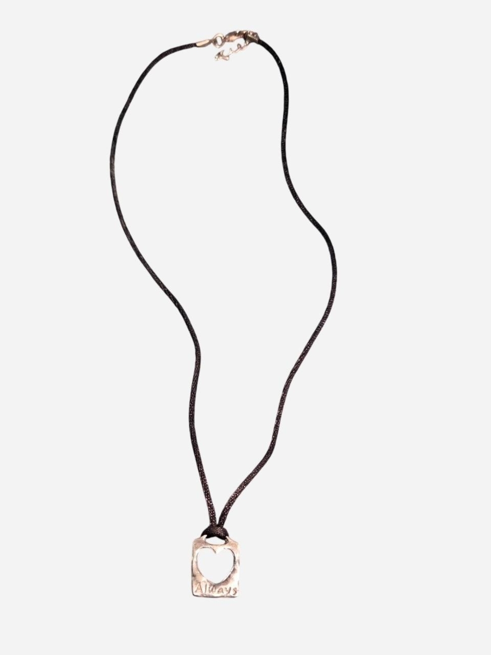 Sterling Silver Heart Pendant Necklace on Black Cord